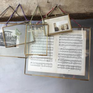 Brass Glass Hanging Frame with Sari Hanger