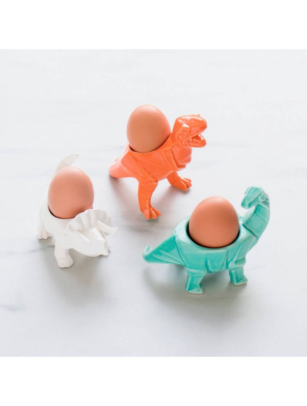 animal shaped egg cups for children and adults to enjoy. ceramic Cute Crockery Critters T Rex Dinosaur Egg Cup from Deluxebase 
